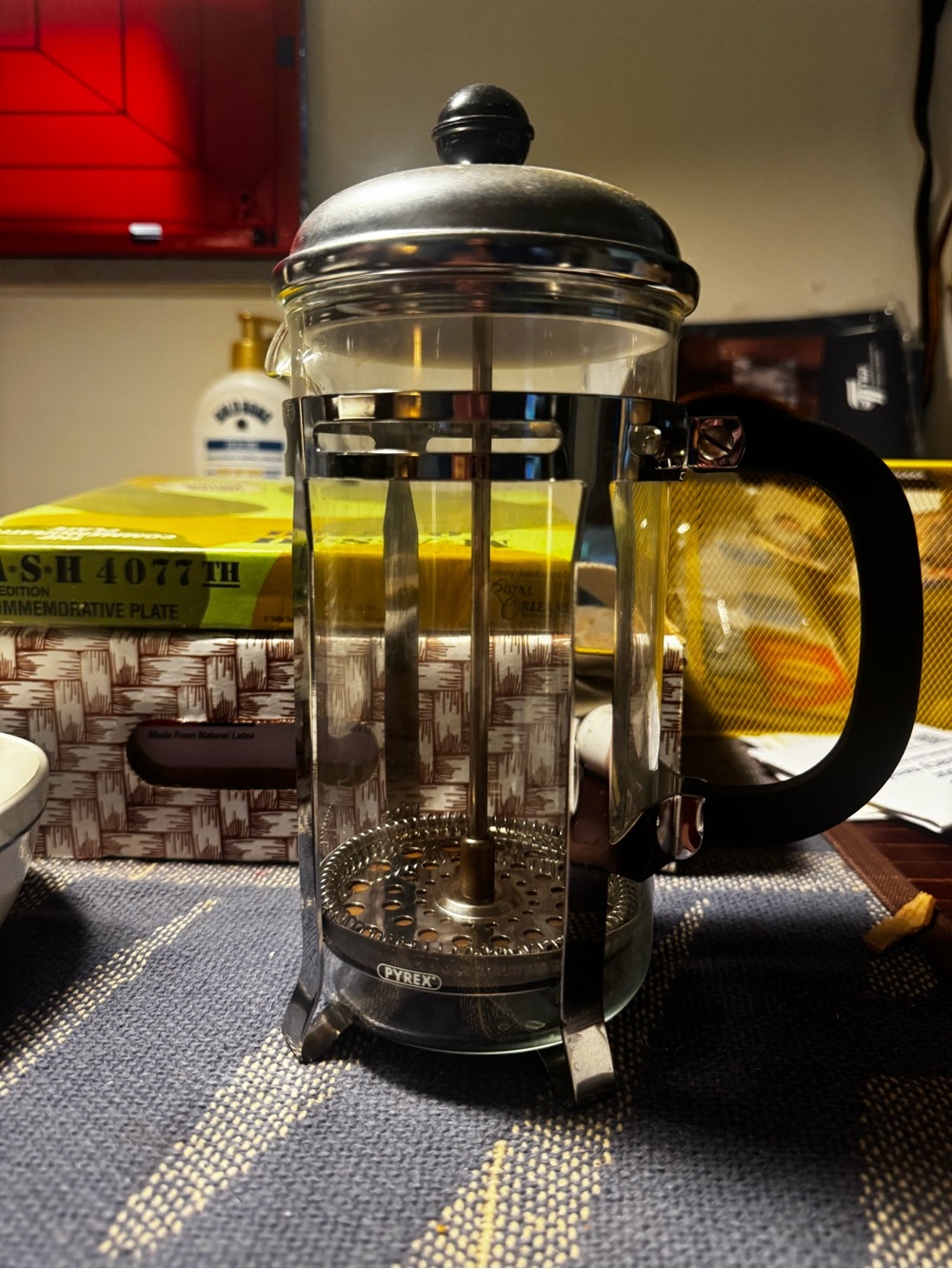 Pyrex Stainless Steel and Black-Handled French Press